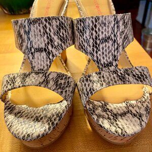Ivanka Trump Faux Snake Wedge Platform Sandals with 4.5" heel